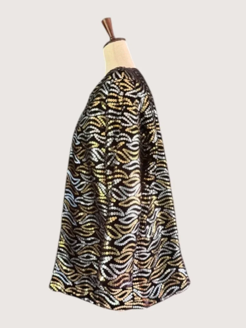 Rothschild For Lilli Ann Night Life Silver Gold Sequin Black Velvet Jacket SZ 10 - Picture 9 of 13
